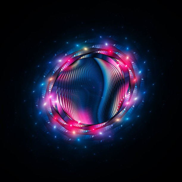 五颜六色的未来主义霓虹灯物体孤立在黑色图片下载