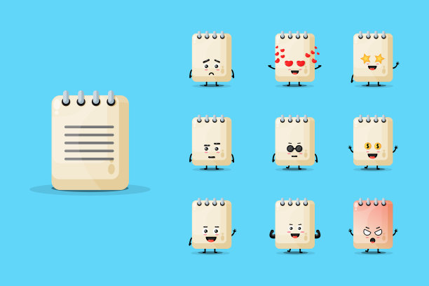 可爱的笔记吉祥物设计集图片下载