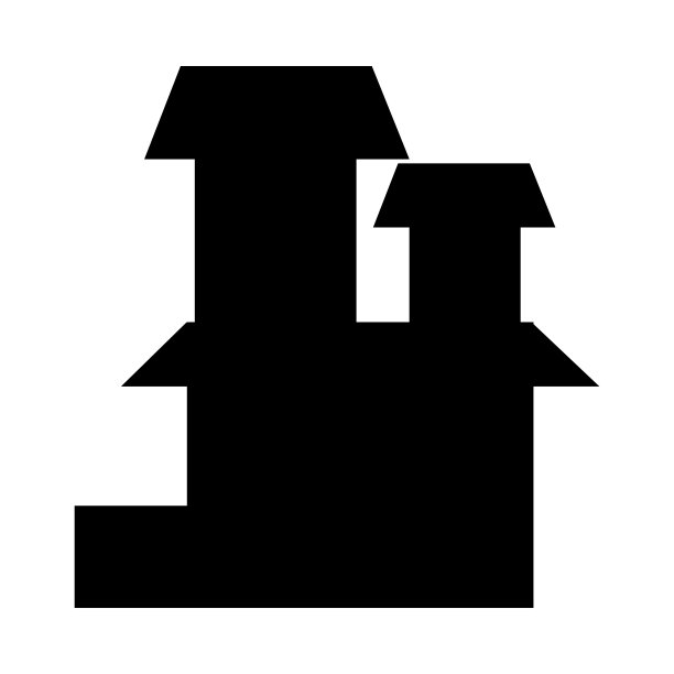 黑色剪影万圣节屋。矢量图图片下载