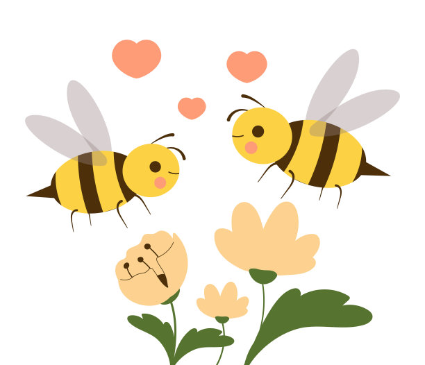 海报上有雏菊花和可爱的蜜蜂飞舞图片下载