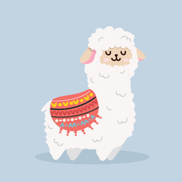可爱的羊驼(美洲驼)毛茸茸的向量图片下载