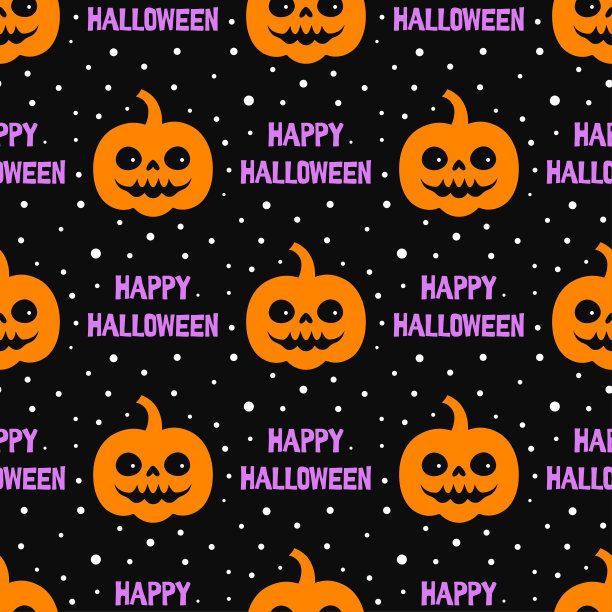 万圣节无缝图案与有趣的南瓜在黑暗图片下载
