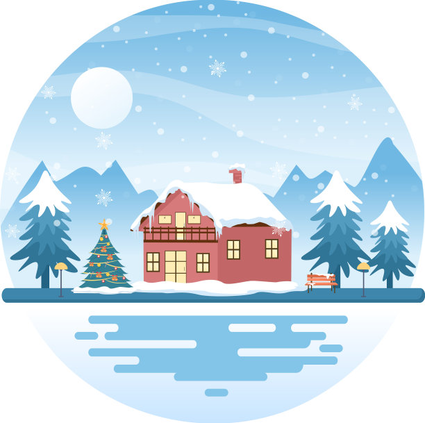 冬季景观与住宅背景全景图片下载