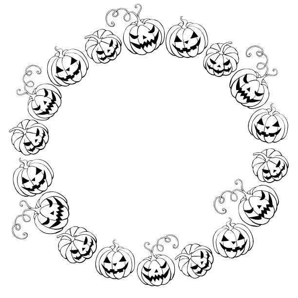 万圣节快乐设计人物-南瓜、杰克灯。节日的边界，背景或标题贺卡，邀请，派对，海报，旗帜图片下载