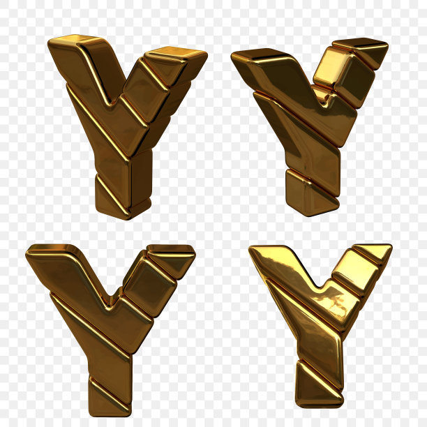 矢量插图的字母的黄金。3 d字母Y图片下载