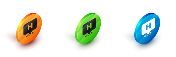 等距医疗地图指针与十字医院图片下载