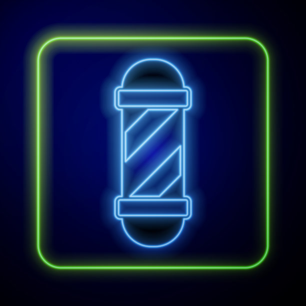 闪亮的霓虹灯经典的理发店电线杆图标图片下载