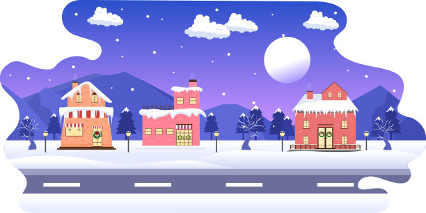 冬季景观与住宅背景全景图片下载