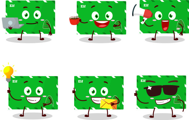 小精灵给卡通人物装上各种各样的信封图片下载