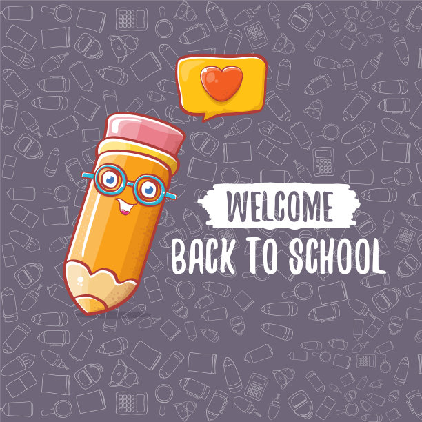 回到学校的横幅或海报与卡通funky图片下载