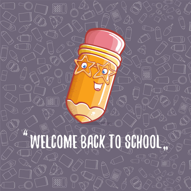 回到学校的横幅或海报与卡通funky图片下载