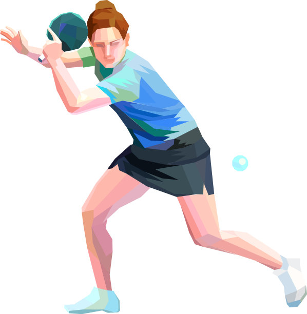 乒乓球运动员三角形多边形低多边形图片下载