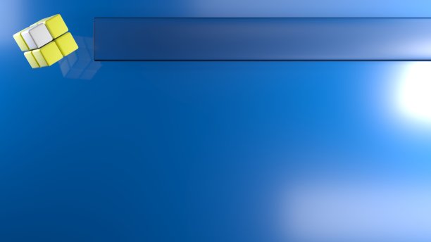 蓝色抽象光泽的背景与白色和黄色的复合立方体和标题空栏在顶部- 3D渲染插图图片下载