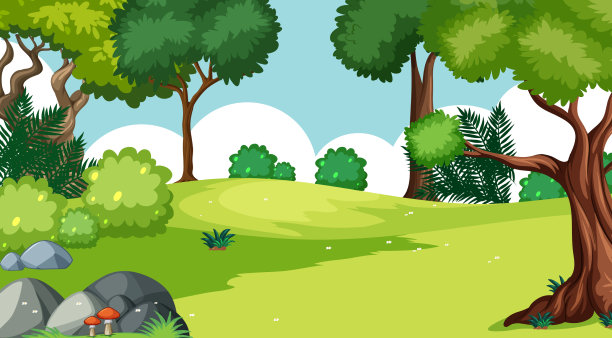 白天和各种森林的空白草地图片下载