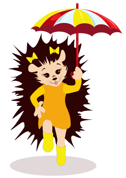 想象一只手里拿着雨伞的刺猬图片下载