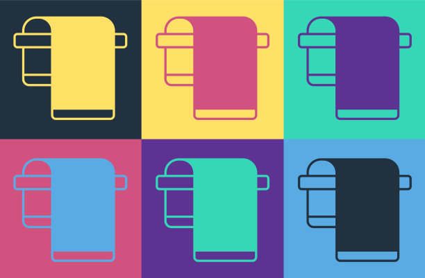 流行艺术毛巾衣架图标隔离的颜色图片下载