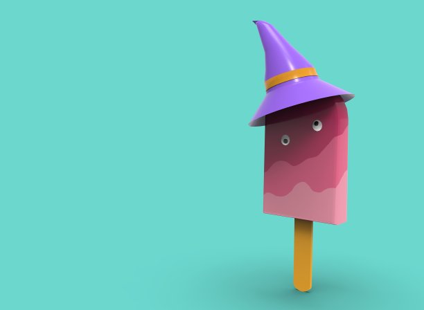 白色背景下的万圣节冰淇淋3d渲染图图片下载