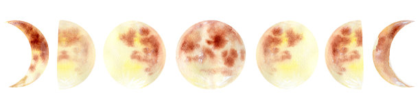 水彩月球阶段图片下载