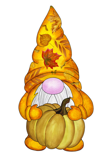 秋天北欧小精灵与南瓜图片下载