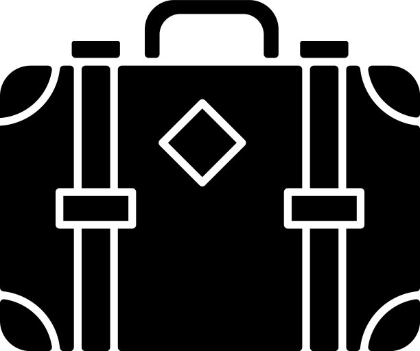 老式手提箱黑色字形图标图片下载