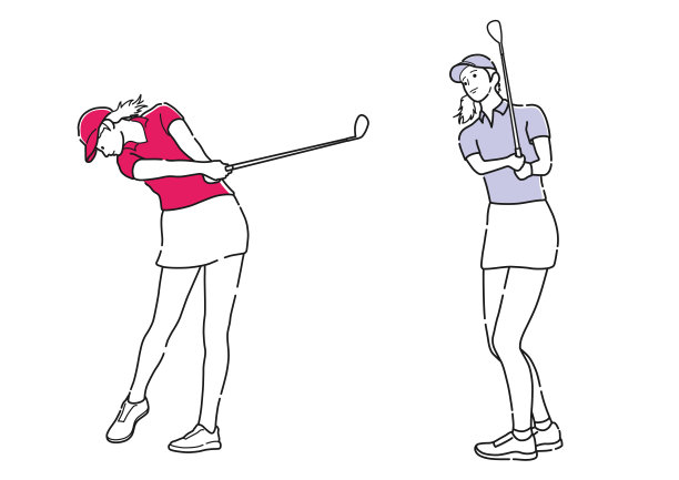 一套高尔夫球运动员矢量简单线画孤立在一个白色背景。图片下载