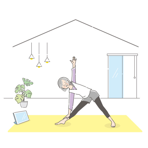 一位中年妇女做瑜伽的插图图片下载