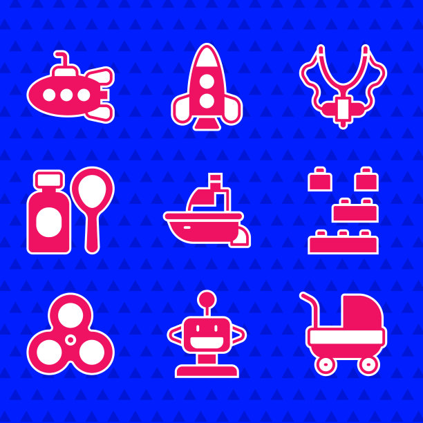 设置玩具船机器人玩具婴儿推车建筑图片下载