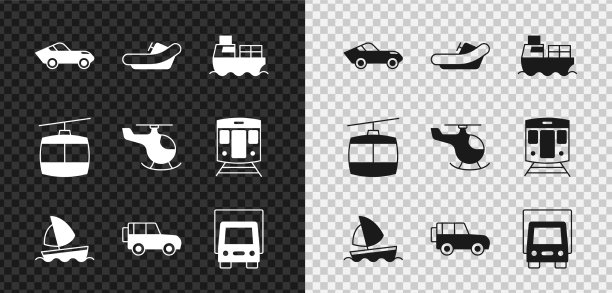 集车筏货船与纸箱图片下载