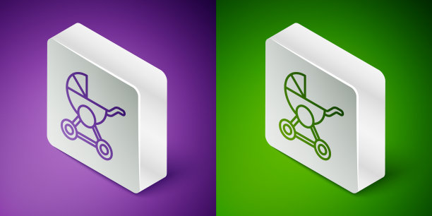 等距线婴儿推车图标孤立图片下载