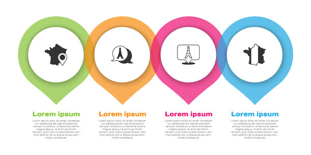 设置地图法国埃菲尔铁塔和商业图片下载