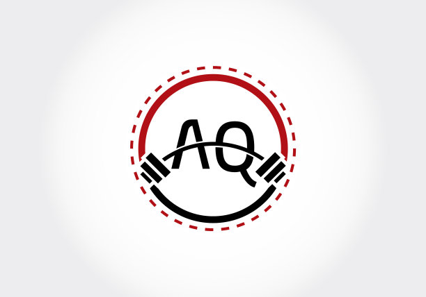AQ字母与杠铃健身标志图片下载