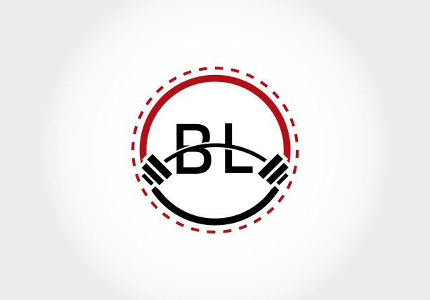 字母BL举重杠铃标志图片下载