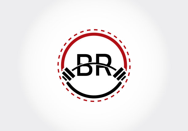 BR字母杠铃健身logo图片下载