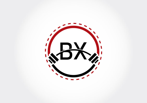 字母BX与杠铃健身标志图片下载