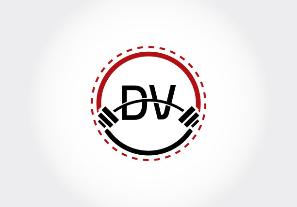 DV字母哑铃举重运动logo图片下载