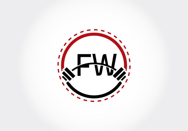 首字母fw字母表与杠铃举起图片下载