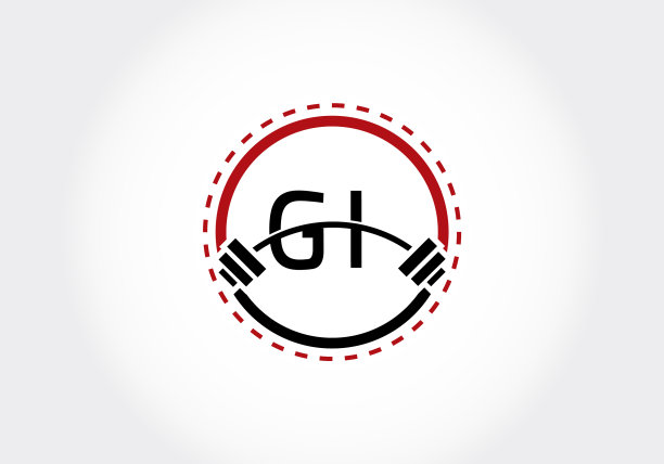 首字母GI杠铃健身组合标志设计图片下载