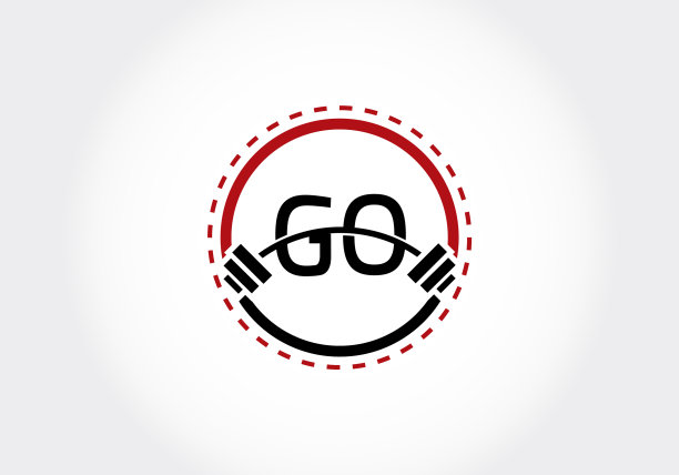 带有杠铃的首字母GO字母图片下载