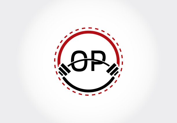 字母OP杠铃Logo设计图片下载