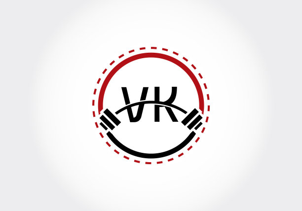 首字母vk字母表与杠铃举起图片下载