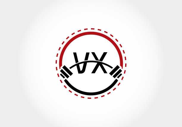 VX字母与杠铃健身标志图片下载