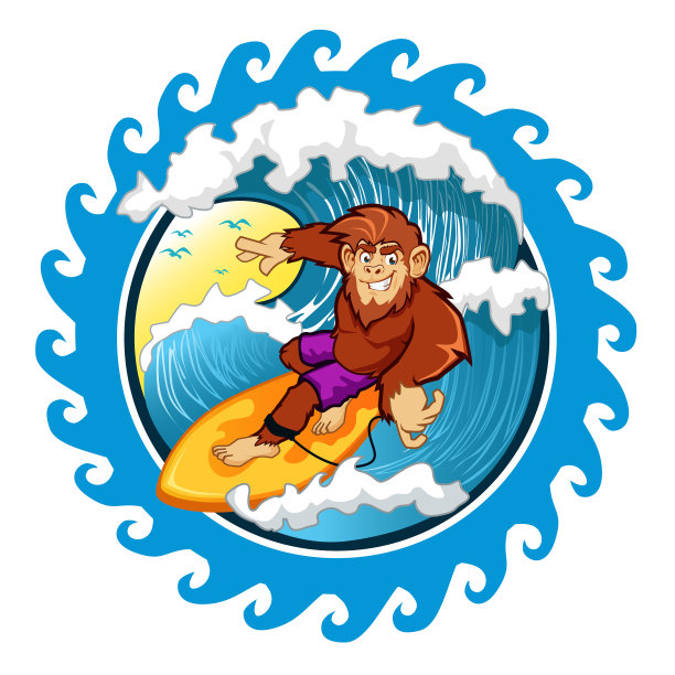 大猩猩冲浪者卡通图片下载