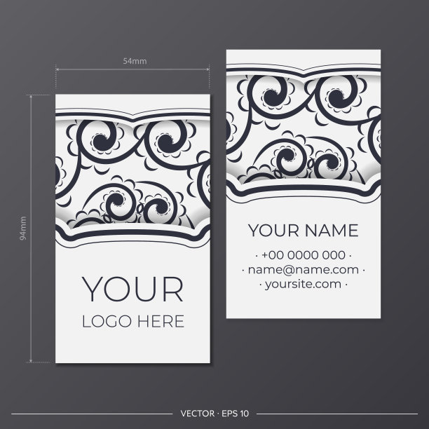 白色的名片模板搭配华丽的黑色图片下载