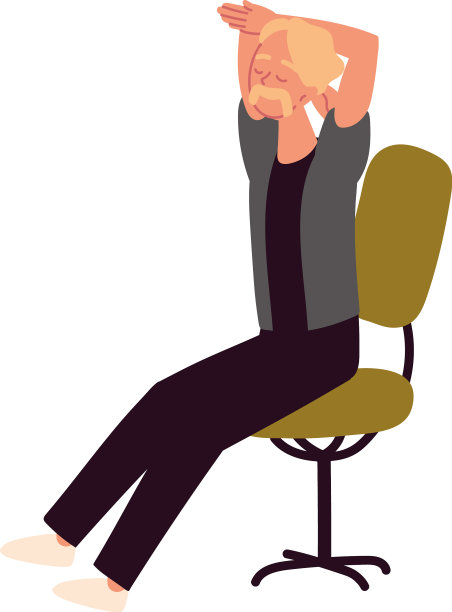 男子在椅子上伸懒腰图片下载