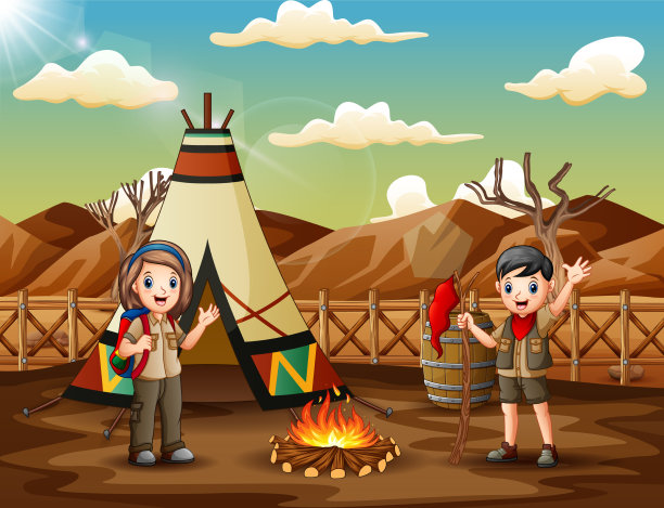 童军们在营地快乐图片下载