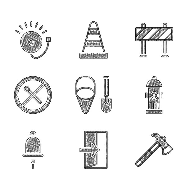 放上消防铲和铲斗出口消防斧图片下载