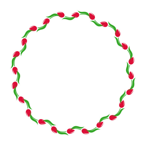 一个用红色郁金香花做成的框架图片下载