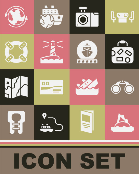 设置热带岛屿在海洋双筒望远镜手提箱图片下载