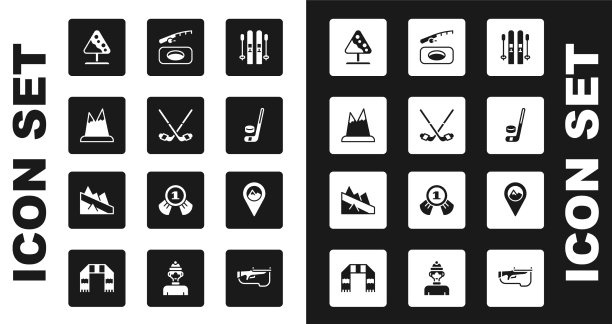 设滑雪棍和曲棍球山路图片下载