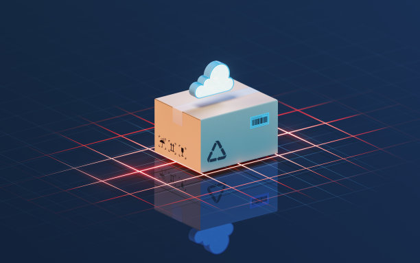 云计算和可回收纸箱，3d渲染。图片下载